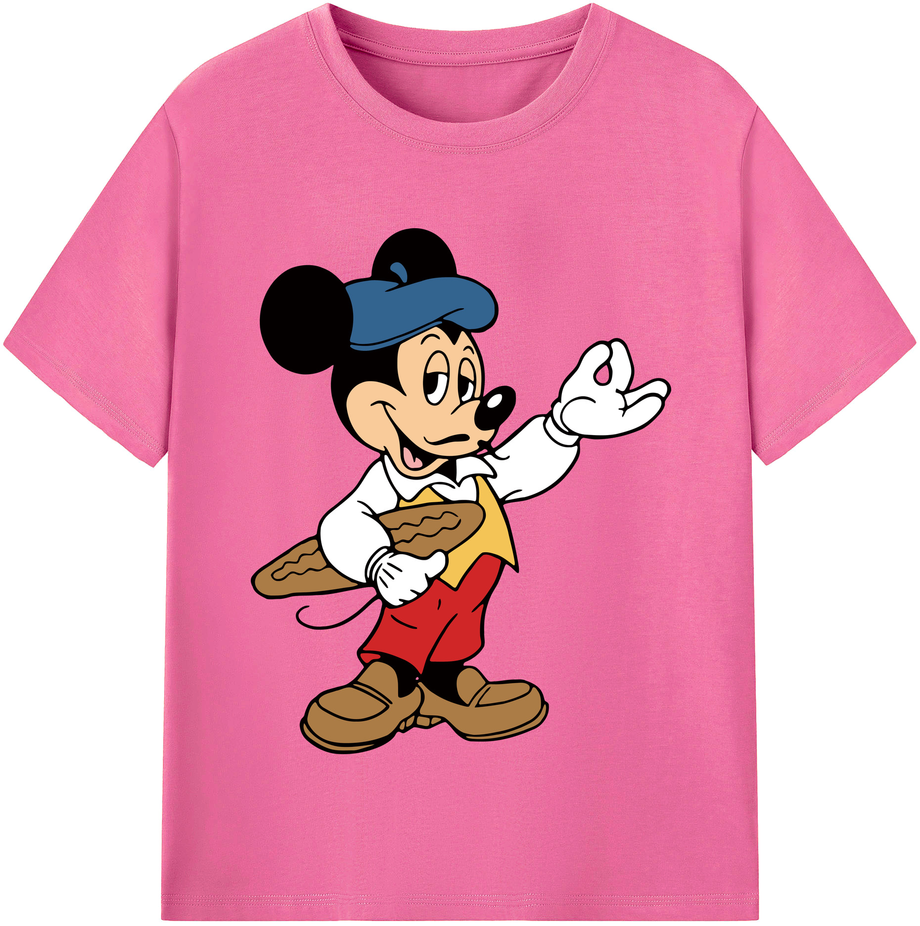 （画像用） ミッキーマウス Mickey Mouse レディースカジュアルプリントTシャツ（綿100％）